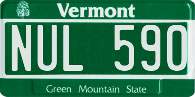 VT license plate NUL590