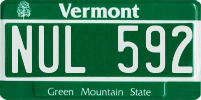 VT license plate NUL592