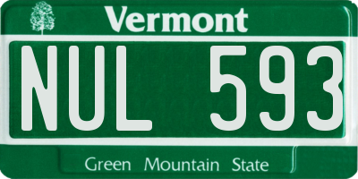 VT license plate NUL593