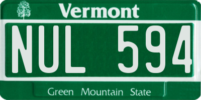 VT license plate NUL594