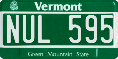 VT license plate NUL595