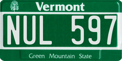 VT license plate NUL597