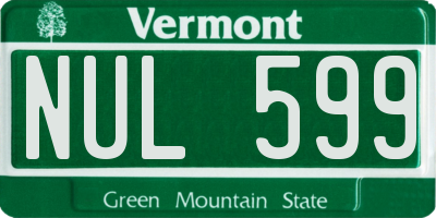 VT license plate NUL599