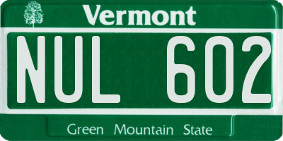 VT license plate NUL602