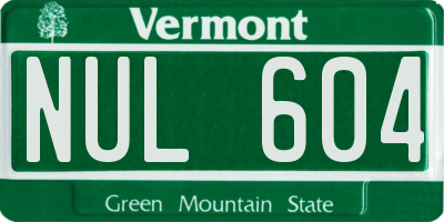 VT license plate NUL604