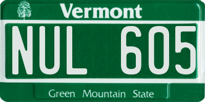 VT license plate NUL605