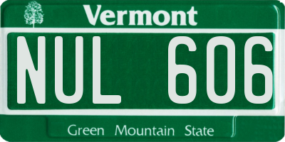 VT license plate NUL606
