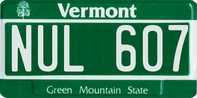 VT license plate NUL607