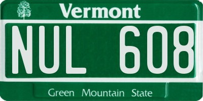 VT license plate NUL608