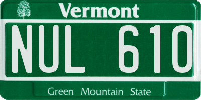 VT license plate NUL610