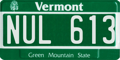 VT license plate NUL613