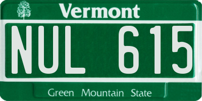 VT license plate NUL615