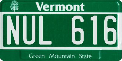 VT license plate NUL616
