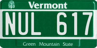 VT license plate NUL617