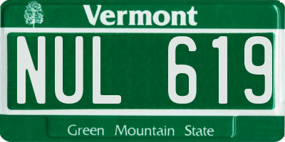 VT license plate NUL619