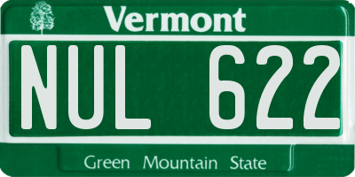 VT license plate NUL622