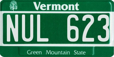 VT license plate NUL623