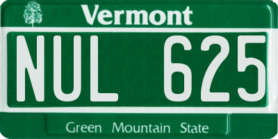 VT license plate NUL625