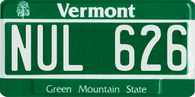 VT license plate NUL626