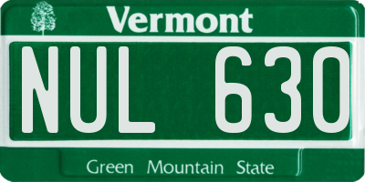 VT license plate NUL630