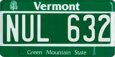 VT license plate NUL632