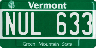 VT license plate NUL633