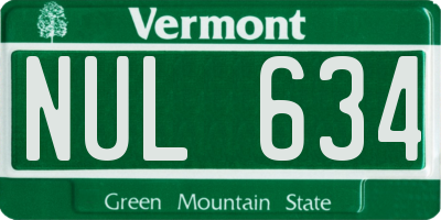 VT license plate NUL634