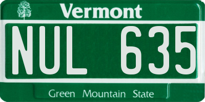 VT license plate NUL635