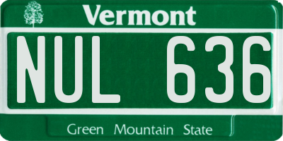 VT license plate NUL636