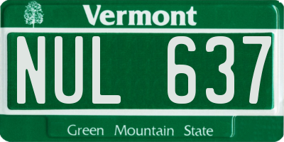 VT license plate NUL637
