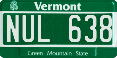 VT license plate NUL638