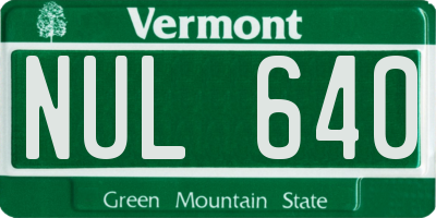 VT license plate NUL640