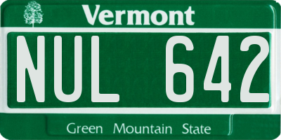 VT license plate NUL642