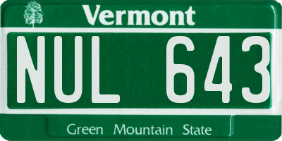 VT license plate NUL643