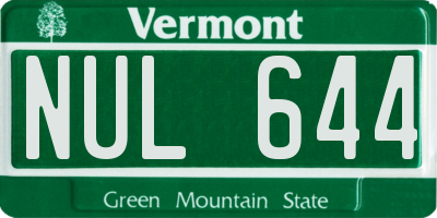 VT license plate NUL644