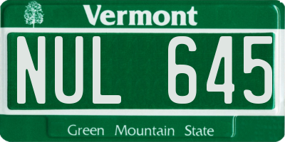 VT license plate NUL645