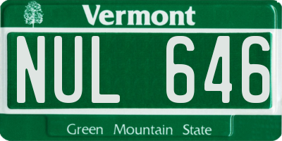 VT license plate NUL646