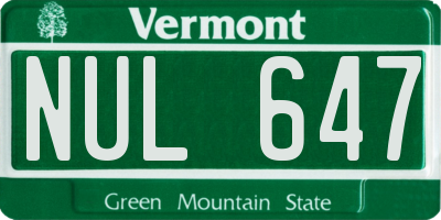VT license plate NUL647