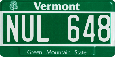 VT license plate NUL648