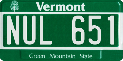 VT license plate NUL651