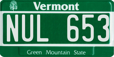 VT license plate NUL653