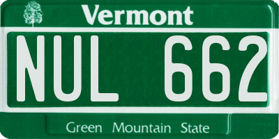 VT license plate NUL662
