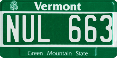 VT license plate NUL663