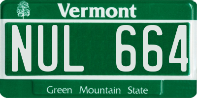 VT license plate NUL664