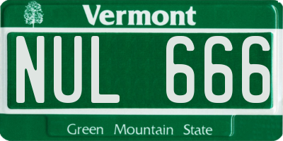 VT license plate NUL666