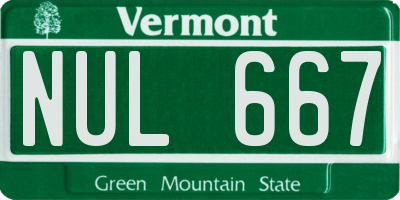 VT license plate NUL667