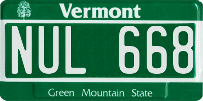VT license plate NUL668