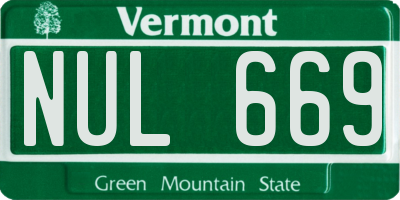 VT license plate NUL669