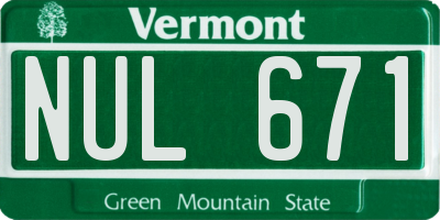 VT license plate NUL671