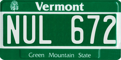 VT license plate NUL672